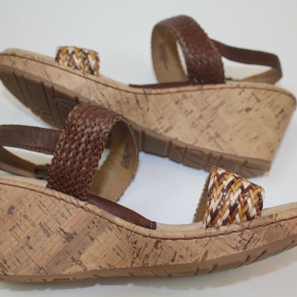 BOC Born Concept Brown Cork Wedge Woven Ankle Strap Sandals Womens Size 11 NEW - Picture 7 of 9